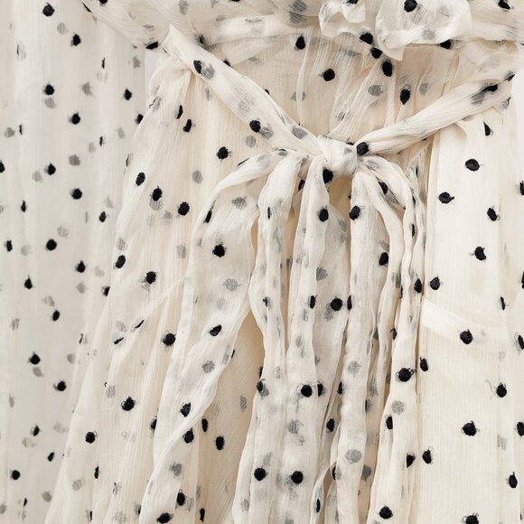 Zimmermann Adorn White Polka-Dot Silk Ruffle Wrap Dress - Picture 7 of 10